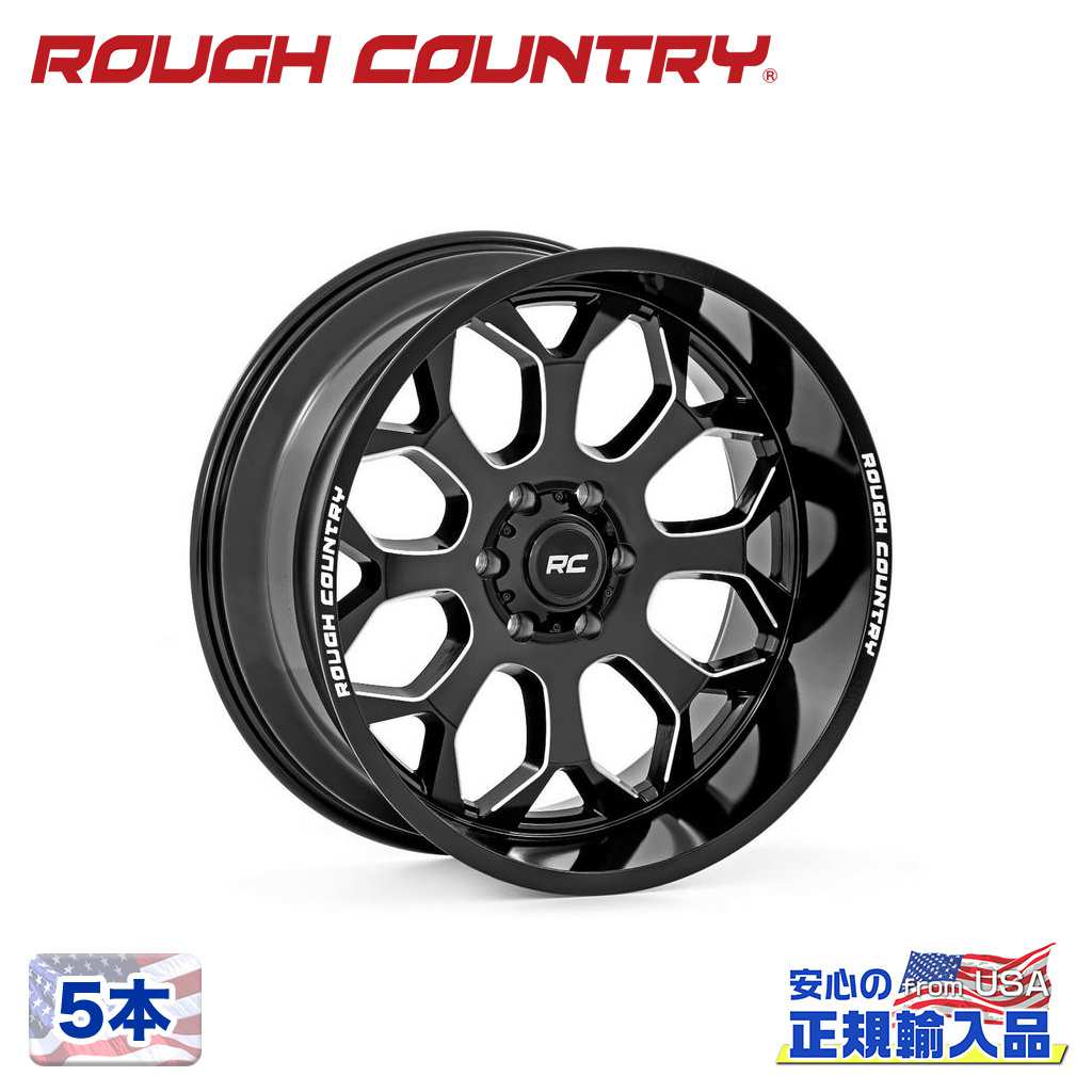 【ROUGH COUNTRY(ラフカントリー)正規代理店】20インチアルミホイール 5本96シリーズ ブラックミルド 汎用20×10J 6H 135 -19|USATIRESHOP