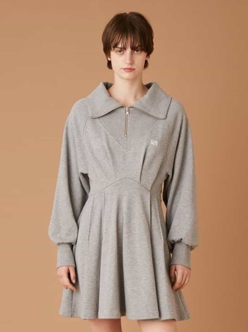 【SALE／50%OFF】ハーフジップスウェットミニワンピース FURFUR ファーファー ワンピース・ドレス ワンピース ネイビー グレー【RBA_E】【送料無料】[ Fashion]
