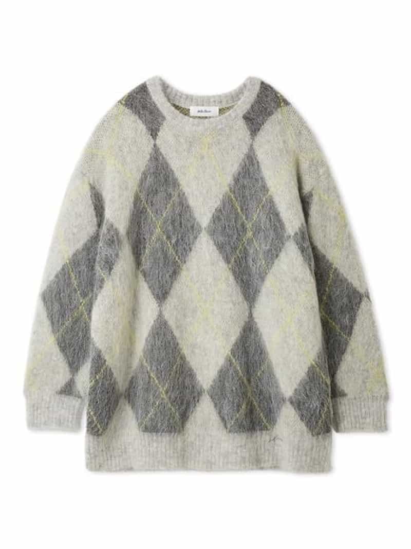 【SALE／50%OFF】アルパカ混アーガイルミニニットワンピース Mila Owen ミラオーウェン ワンピース・ドレス ワンピース グレー【RBA_E】【送料無料】[ Fashion]