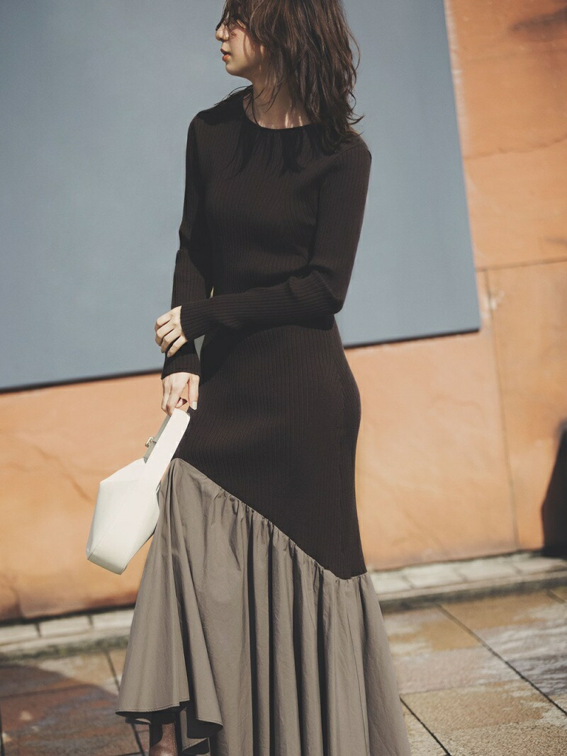 00サイズ展開 アシメ切替リブニットコンビワンピース Fray I D フレイ アイディー ワンピース ロングワンピース マキシワンピース 先行予約 送料無料 Rakuten Fashion Lojascarrossel Com Br