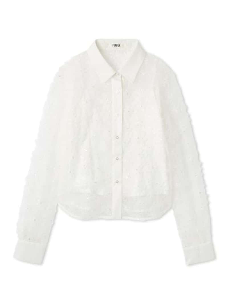 立体フラワーレースブラウス FURFUR ファーファー トップス シャツ・ブラウス ブラック ホワイト【送料無料】[ Fashion]