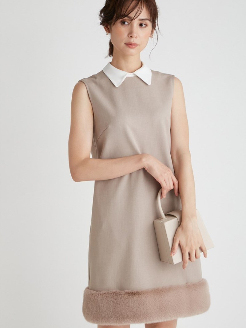 SALE／50%OFF】裾ファー切替Aラインワンピース CELFORD セルフォード 