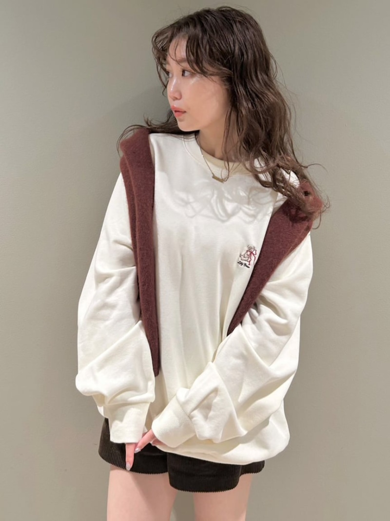 【SALE／50%OFF】Lily Bearリボンスウェット LILY BROWN リリーブラウン トップス スウェット・トレーナー ブラウン ネイビー【RBA_E】【送料無料】[ Fashion]