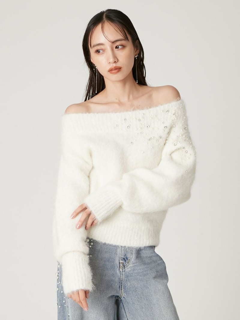 FRAY I.D ラッフルフリルレイヤーニット　ベージュ フレイ アイディー FRAY I.D ラッフルプリーツレイヤーニット