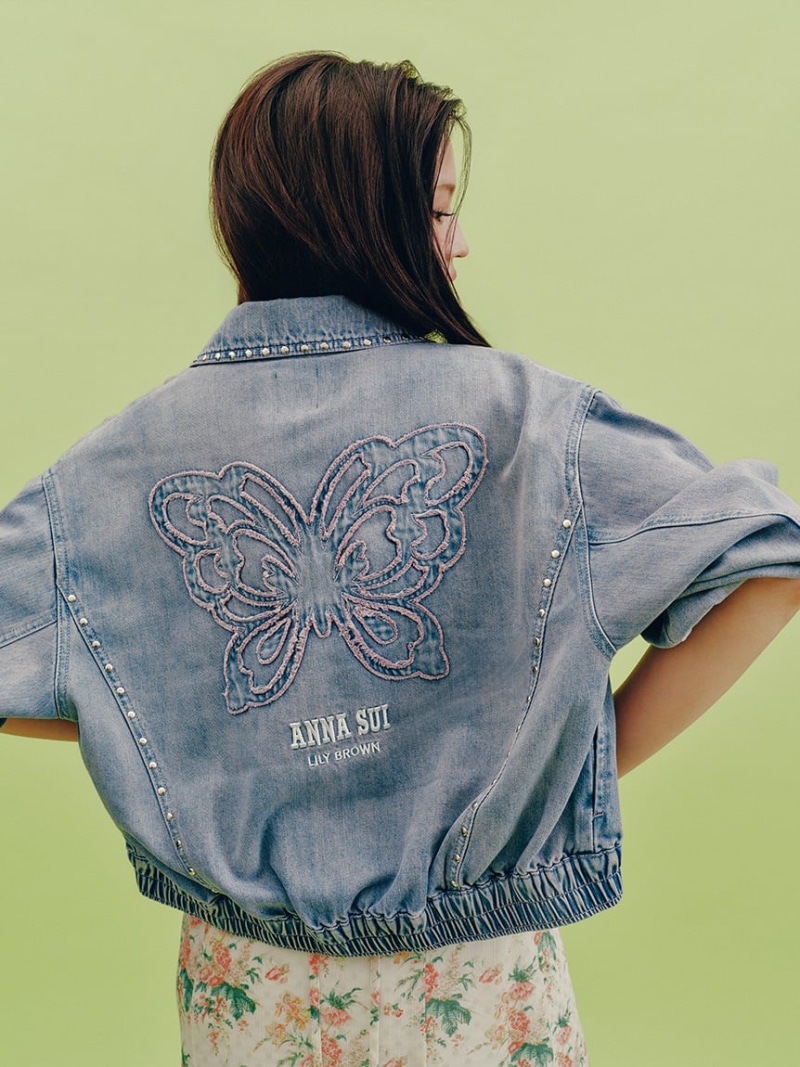 【LILY BROWN&times;ANNA SUI】スタッズデニムシャツブルゾン LILY BROWN リリーブラウン ジャケット・アウター ブルゾン・ジャンパー ブラウン ピンク【送料無料】[ Fashion]｜USAGISTORE USAGIONLINE公式ストア