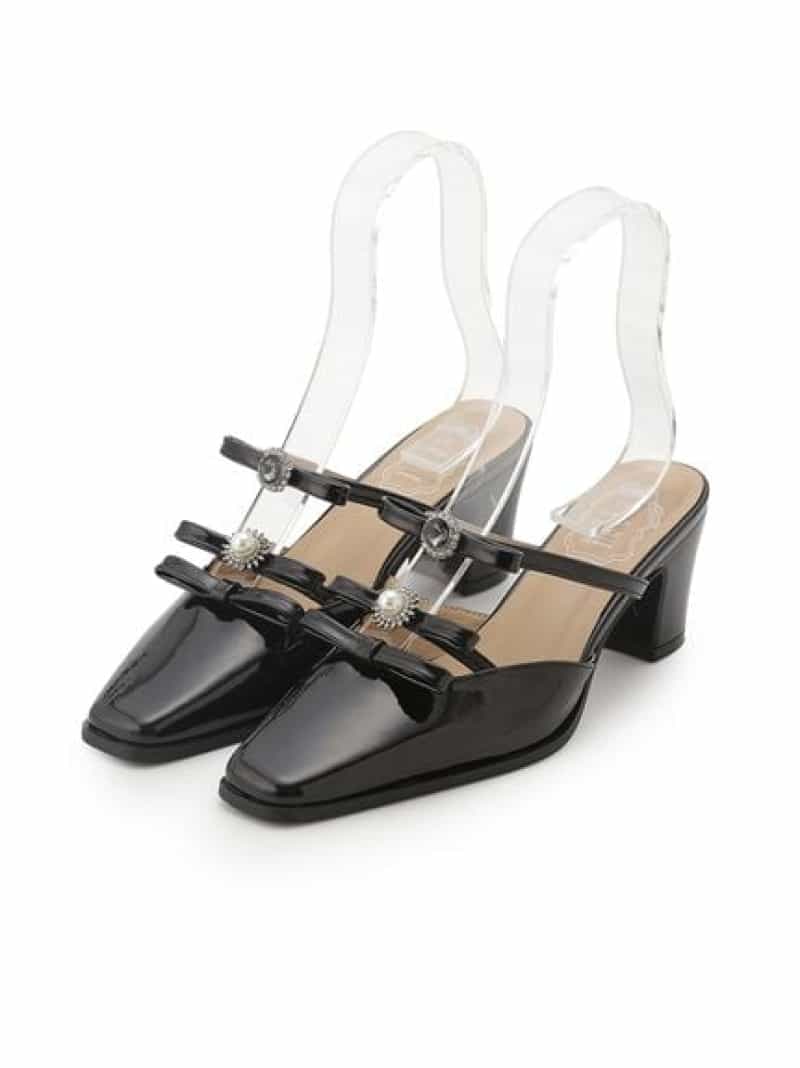 【SALE／50%OFF】[L.B CANDY STOCK]ビジューリボンストラップミュール LILY BROWN リリーブラウン シューズ・靴 パンプス ブラック ネイビー【RBA_E】【送料無料】[ Fashion]