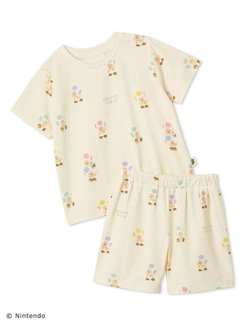 新品タグ付き　ジェラートピケ　スーパーマリオ　総柄シャツ＆ロングパンツセット Amazon.co.jp: [gelato pique] スーパーマリオ【レディース】 総