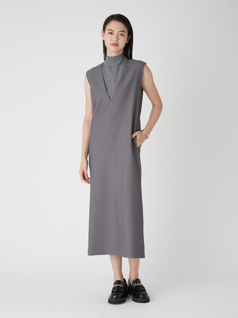 SALE/50%OFF】ノースリニットVネックワンピースSET UP SALE/50%OFF】ノースリニットVネックワンピースSET UP