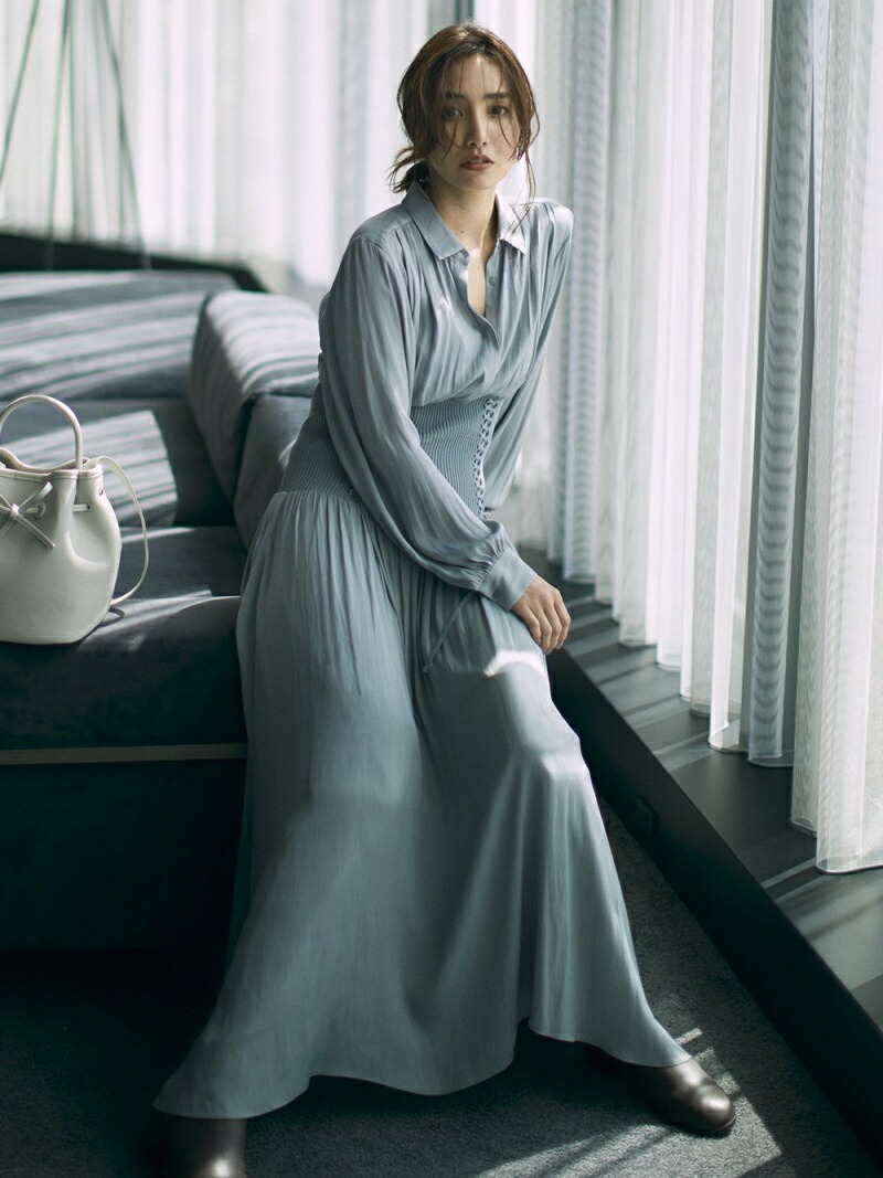 Online限定 ウエストリブシャツワンピース Fray I D フレイ アイディー ワンピース ニットワンピース ブラウン ブルー 送料無料 Rakuten Fashion Oswegocountybusiness Com