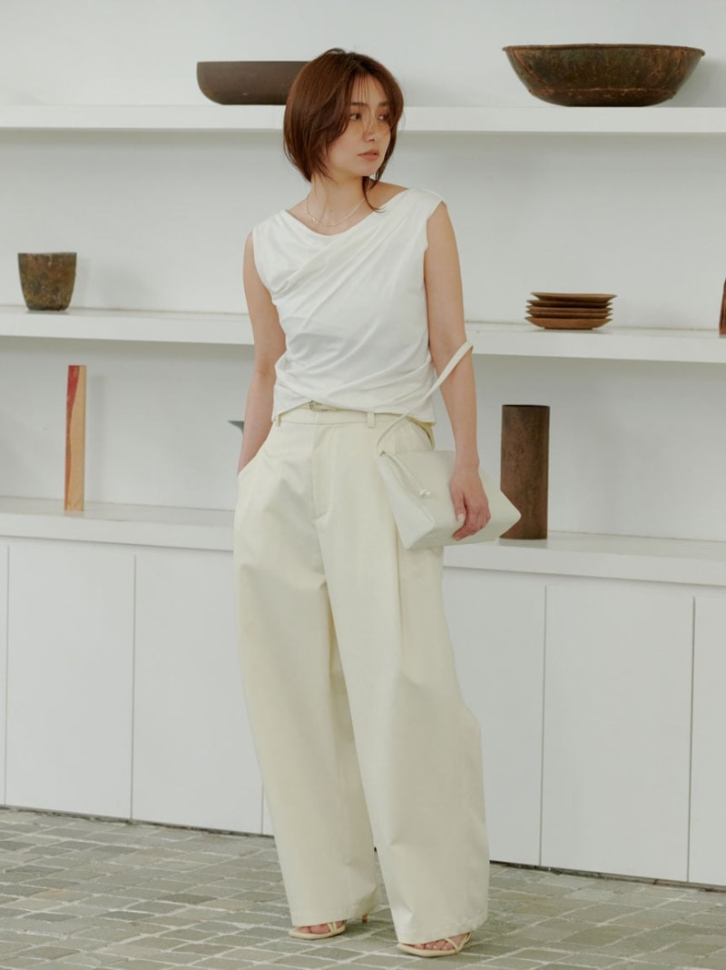 【洗える・持続冷感】【ICEFFABRIC+R】ドレープトップス MIESROHE ミースロエ トップス カットソー・Tシャツ ホワイト【送料無料】[ Fashion]｜USAGISTORE USAGIONLINE公式ストア
