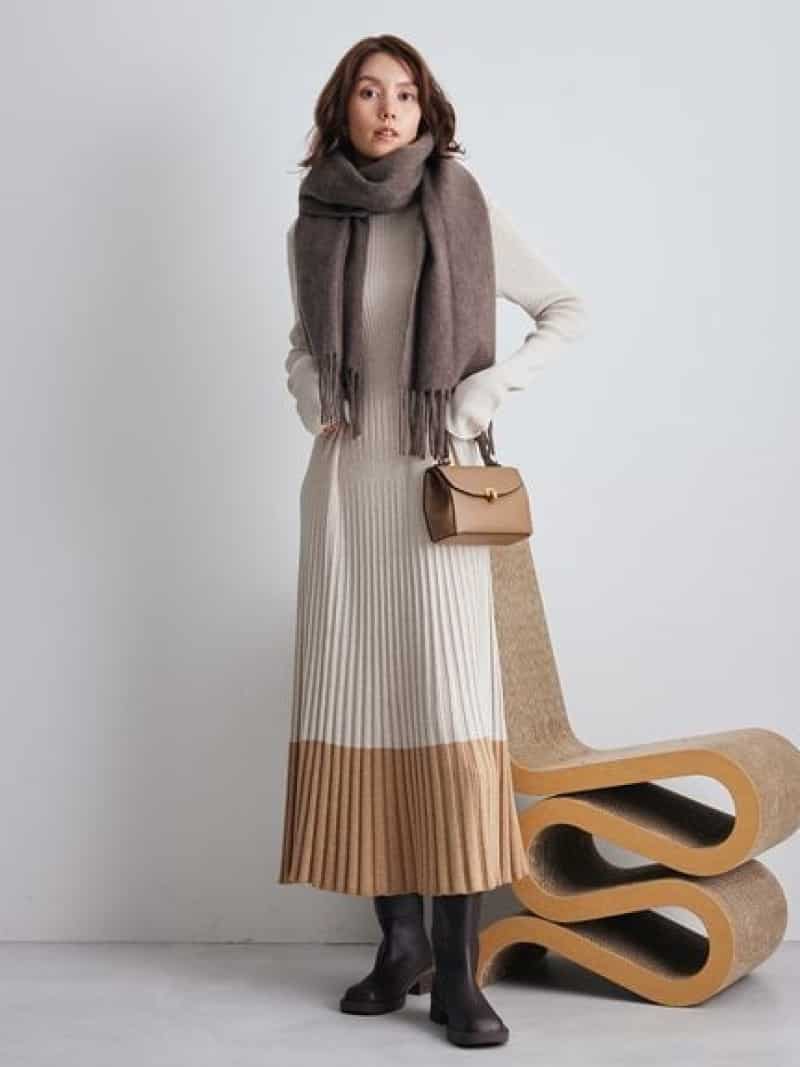 【SALE／50%OFF】タートルネックロングリブニットワンピース Mila Owen ミラオーウェン ワンピース・ドレス ワンピース ネイビー イエロー【RBA_E】【送料無料】[ Fashion] 5,742円