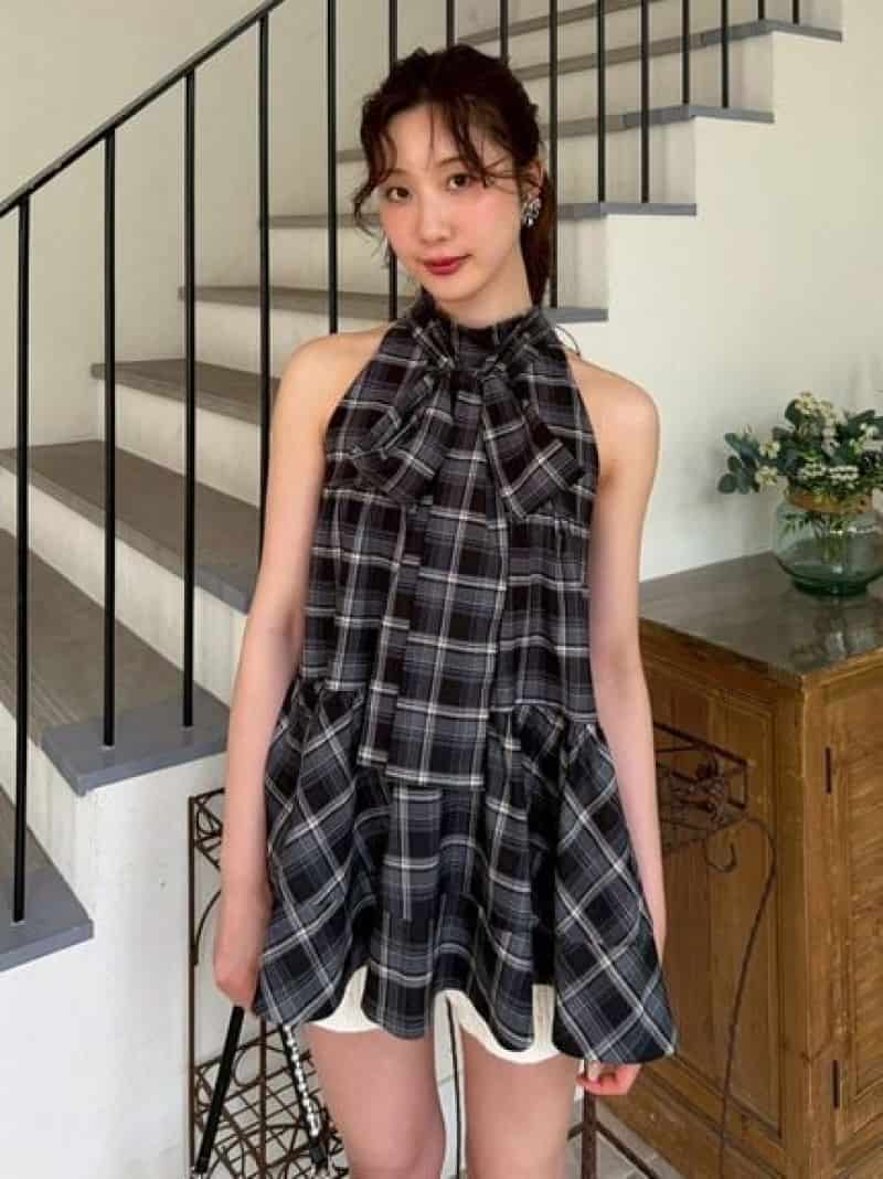 バリエーションアメスリティアードブラウス LILY BROWN リリーブラウン トップス シャツ・ブラウス ブラウン ブラック【先行予約】*【送料無料】[ Fashion]｜USAGISTORE USAGIONLINE公式ストア