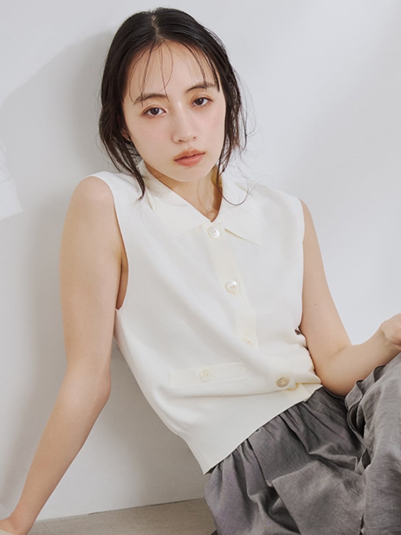 ノースリーブポロニット FRAY I.D フレイ アイディー トップス 編み物【貨物輸送無料】[ Fashion]