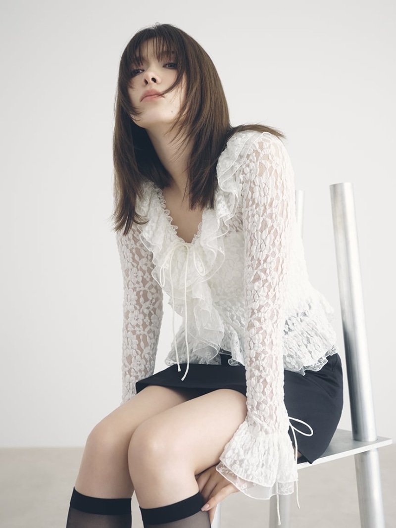 【SALE／20%OFF】ラッフルデザインレーストップス FRAY I.D フレイ アイディー トップス カットソー・Tシャツ ホワイト【RBA_E】【送料無料】[ Fashion] 9,315円