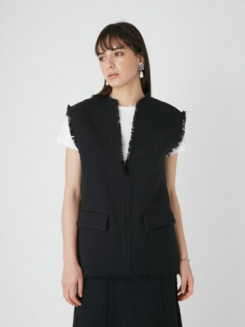 SALE／50%OFF】SET UPツイードフラップベストプルオーバー Mila Owen