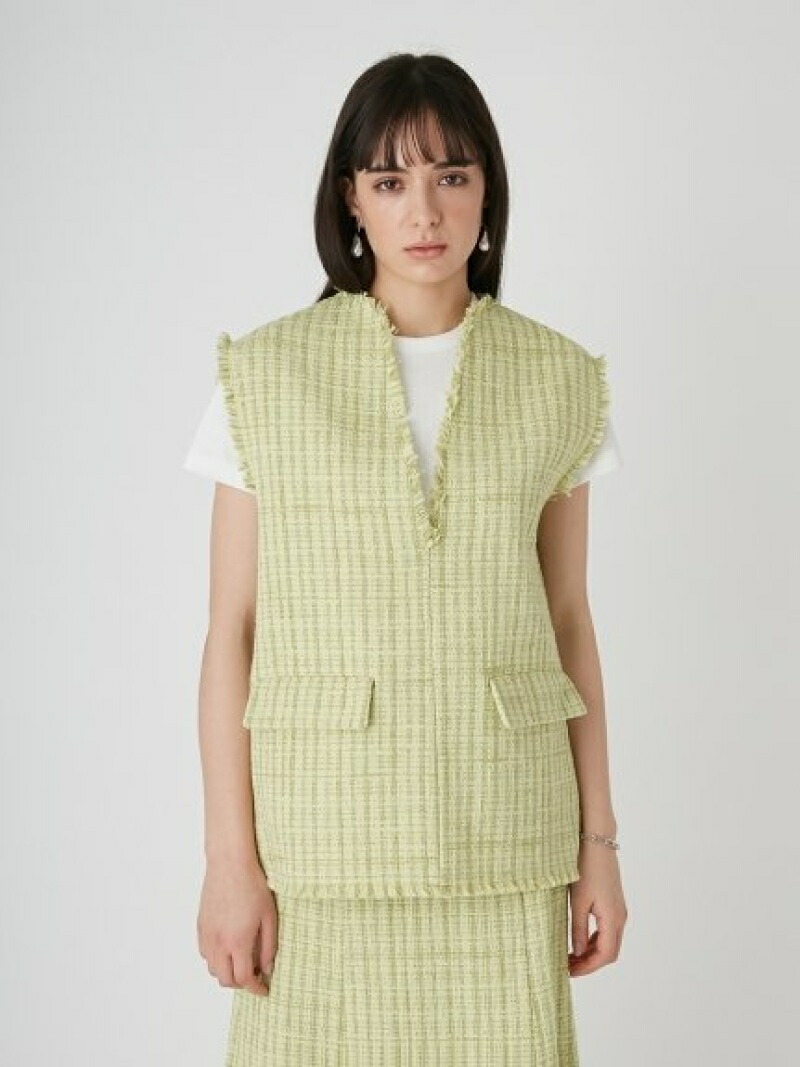 SALE／50%OFF】SET UPツイードフラップベストプルオーバー Mila Owen