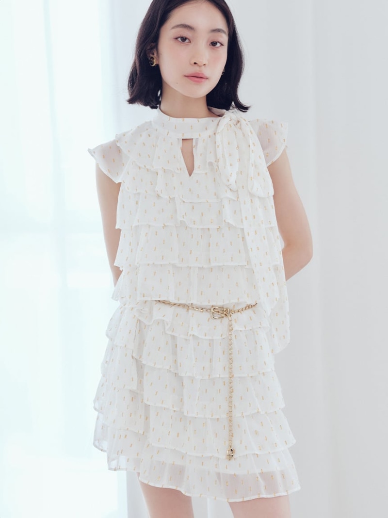 【SALE／50%OFF】フリルボウタイミニドレス LILY BROWN リリーブラウン ワンピース・ドレス ワンピース ブラック ブラウン ホワイト【RBA_E】【送料無料】[ Fashion]