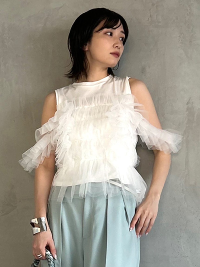 FRAY I.D チュールコンビ2wayトップス　ピンク Amazon | [フレイ アイディー] チュールコンビ2WAYトップス