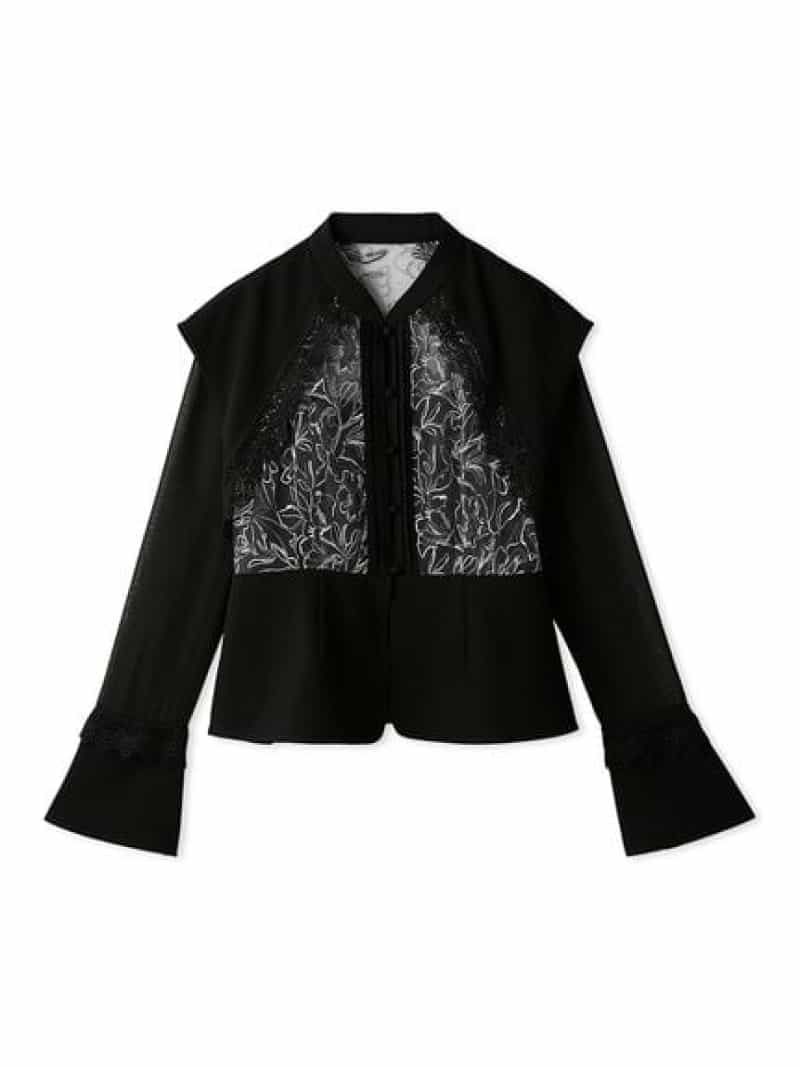 【SALE／50%OFF】エンブロイダリースイッチングブラウス LILY BROWN リリーブラウン トップス シャツ・ブラウス ベージュ ブラウン ブラック【RBA_E】【送料無料】[ Fashion]