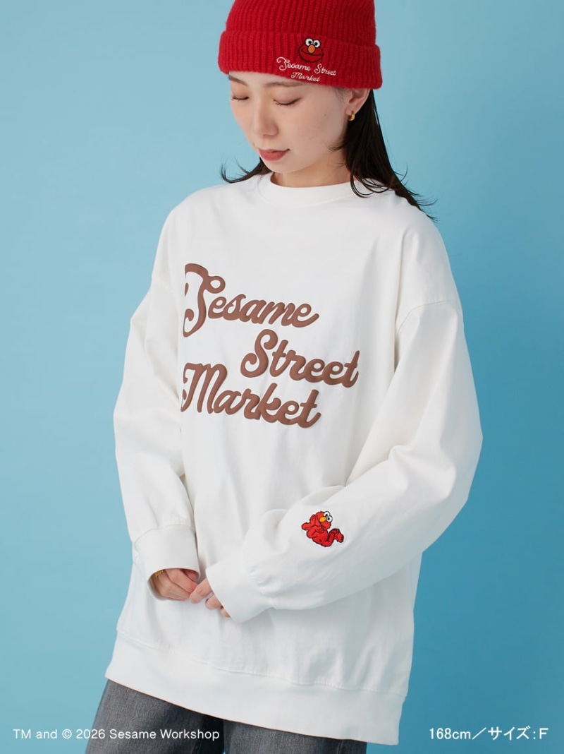 【BIG HUGS,BIG HEARTS】発砲ロゴプリントロングTシャツ SESAME STREET MARKET セサミストリートマーケット トップス その他のトップス ホワイト【送料無料】[ Fashion]