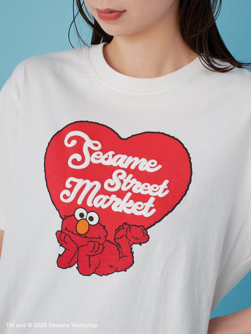【BIG HUGS,BIG HEARTS】【UNISEX】発砲プリントTシャツ SESAME STREET MARKET セサミストリートマーケット トップス その他のトップス レッド ピンク【送料無料】[ Fashion]
