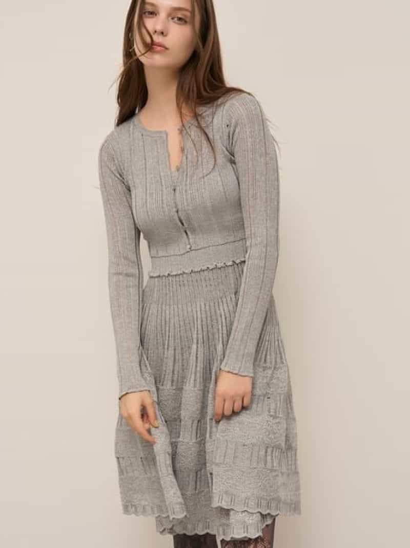 【SALE／50%OFF】レースクロシェカーデセットワンピース SNIDEL スナイデル ワンピース・ドレス ワンピース グレー ブラック【RBA_E】【送料無料】[ Fashion]