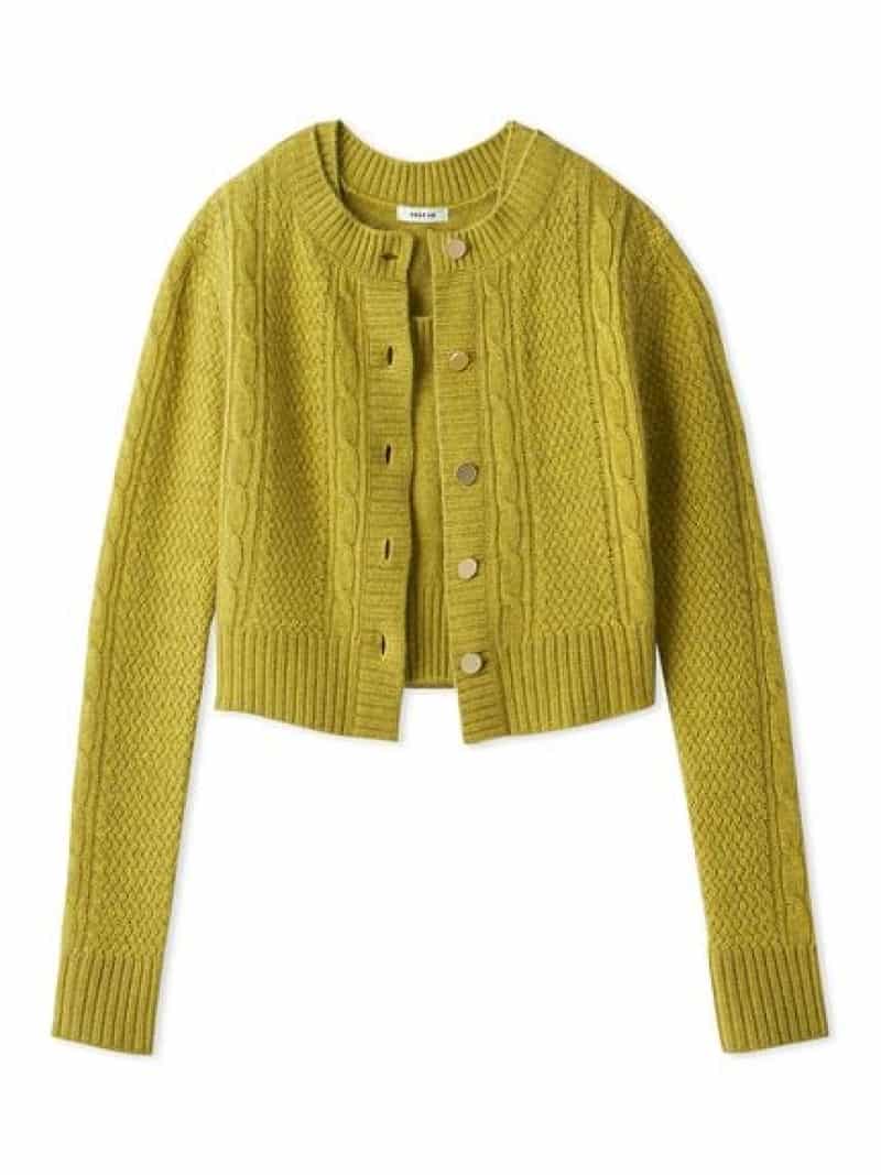 【SALE／50%OFF】ラクーンケーブルニットアンサンブル FRAY I.D フレイ アイディー トップス アンサンブル イエロー ピンク【RBA_E】【送料無料】[ Fashion]