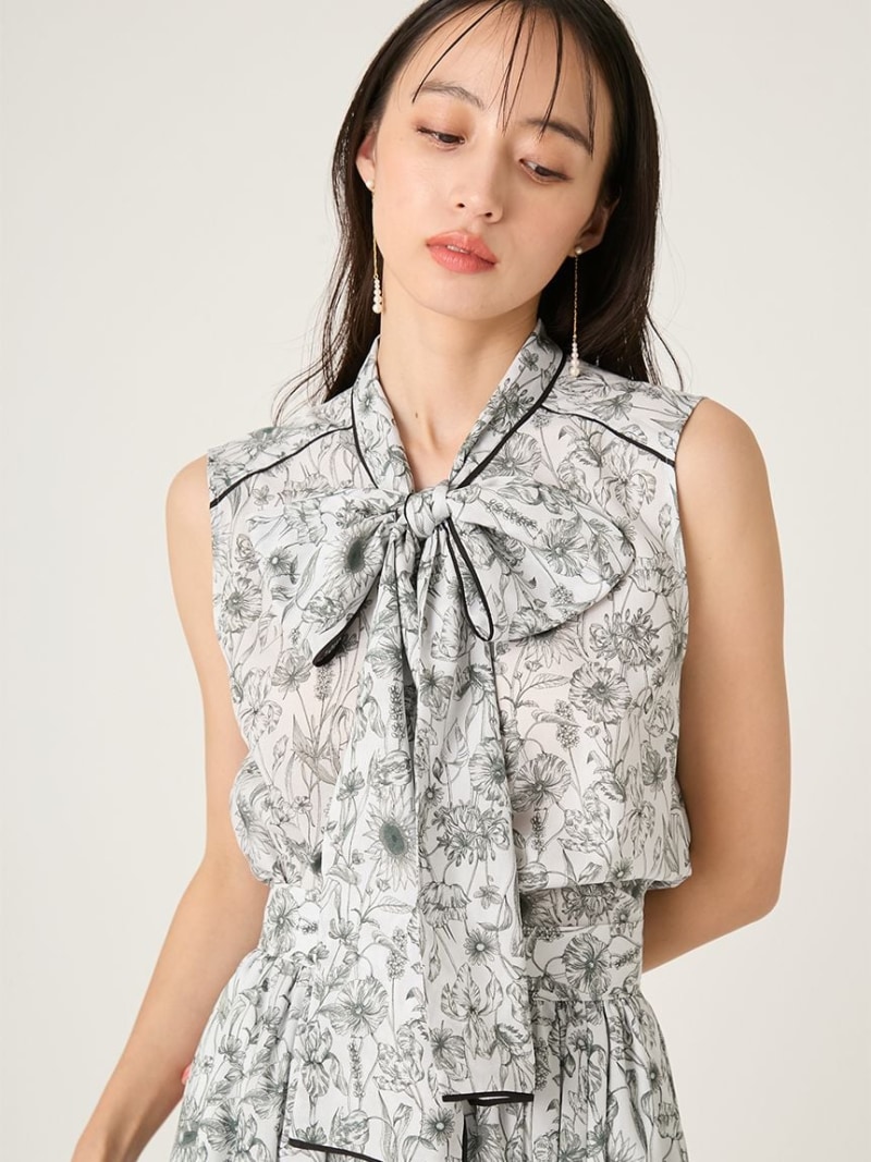【FRAY I.D MADE WITH LIBERTY FABRIC】洋弓五分五分トップ/ウォッシャブル FRAY I.D フレイ アイディー トップス プルオーバー・トップ 黄色【貨物輸送無料】[ Fashion]