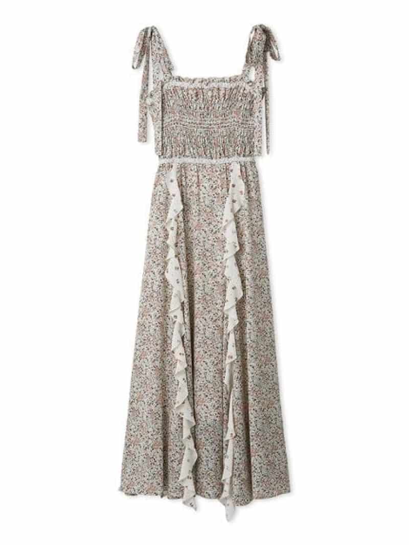 【SALE／50%OFF】【FRAY I.D MADE WITH LIBERTY FABRIC】ラッフルキャミソールドレス FRAY I.D フレイ アイディー ワンピース・ドレス ワンピース ブラック グリーン【RBA_E】【送料無料】[ Fashion]｜USAGISTORE USAGIONLINE公式ストア