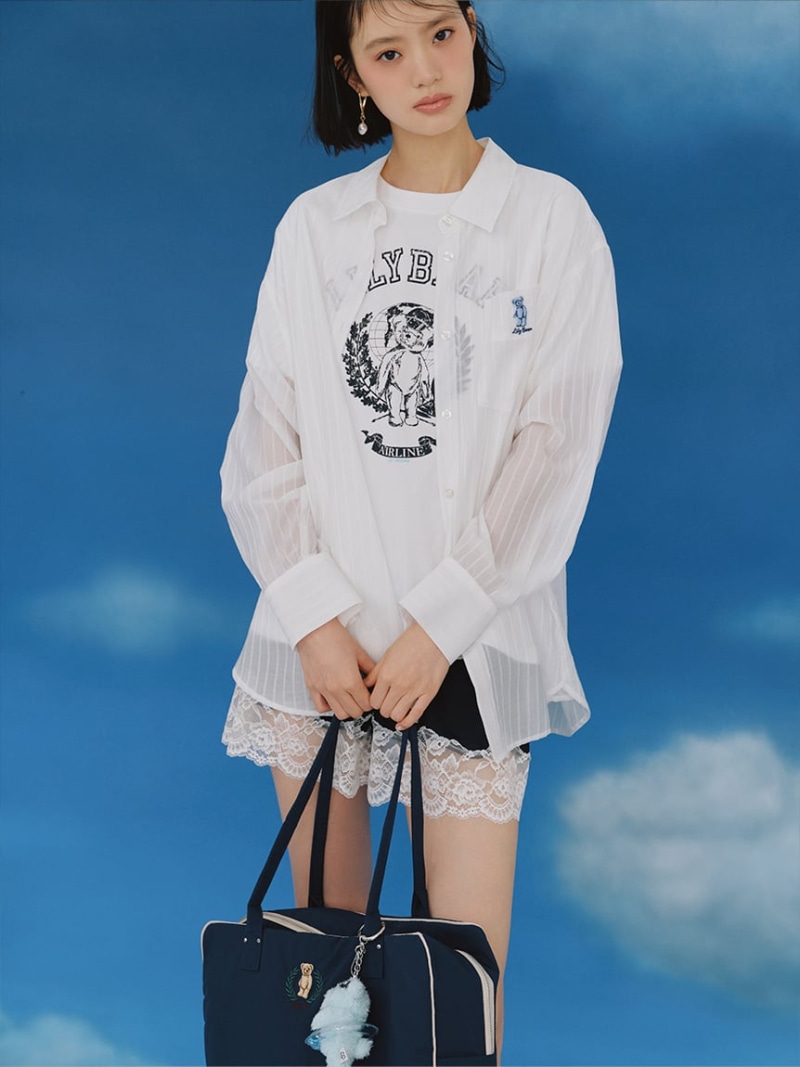 【Lily Bear】シュシュセットシアーシャツ LILY BROWN リリーブラウン トップス シャツ・ブラウス ホワイト イエロー ブラウン【先行予約】*【送料無料】[ Fashion]