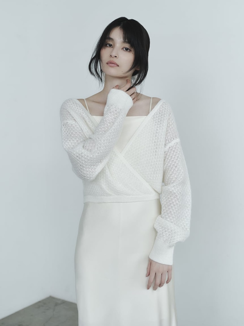 サテンキャミクロシェニットアンサンブル FRAY I.D フレイ アイディー 衣装・御召しもの 衣装 薄墨色 黄色【貨物輸送無料】[ Fashion]