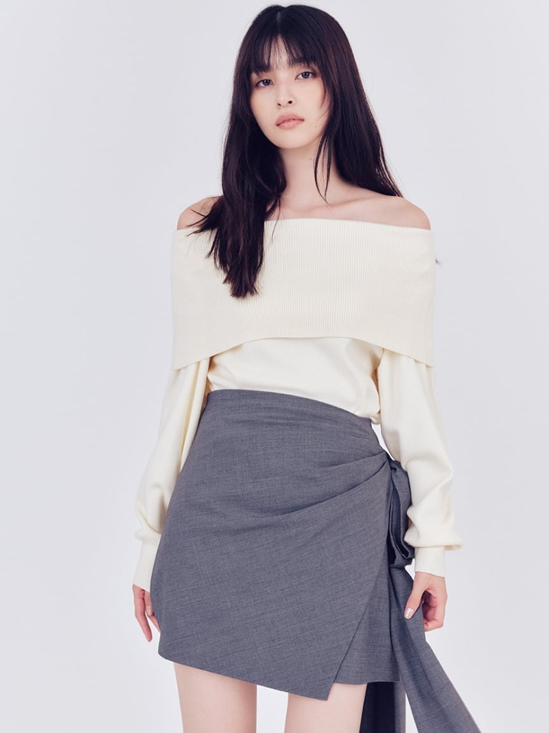 【SALE／50%OFF】ワイドカラーオフショルダープルオーバー FRAY I.D フレイ アイディー トップス カットソー・Tシャツ レッド グレー ホワイト【RBA_E】【送料無料】[ Fashion]