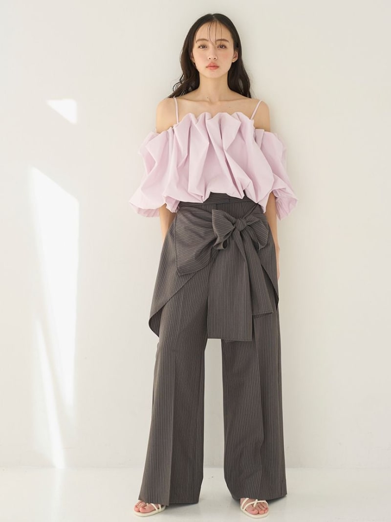 リボン2wayデザインパンツ SNIDEL スナイデル パンツ その他のパンツ グレー ブラック ベージュ【送料無料】[ Fashion]