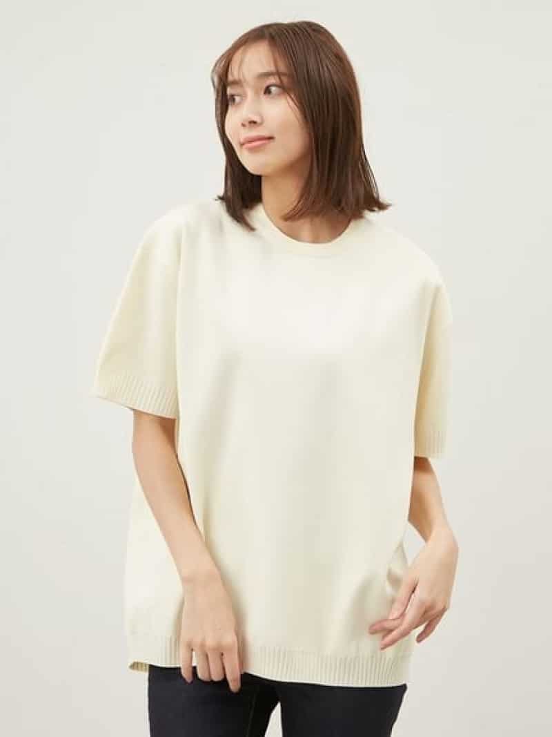 ミラオーウェン　グレー ニット 半袖 トップス サイズ1 ミラ オーウェン Mila Owen オーガニック半袖リブTOPS （グレー
