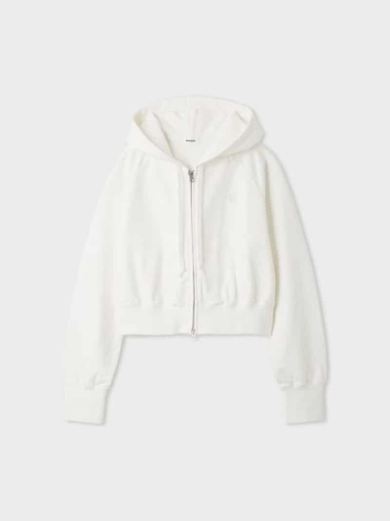 流汗短丈ジップトップス MIESROHE ミースロエ トップス パーカー・フーディー 白いこと 薄墨色【貨物輸送無料】[ Fashion]