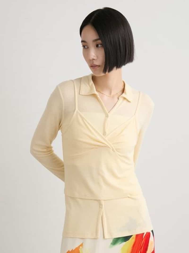 ウール混レイヤードカットソー MIESROHE ミースロエ トップス カットソー・Tシャツ ネイビー イエロー ピンク【送料無料】[ Fashion]