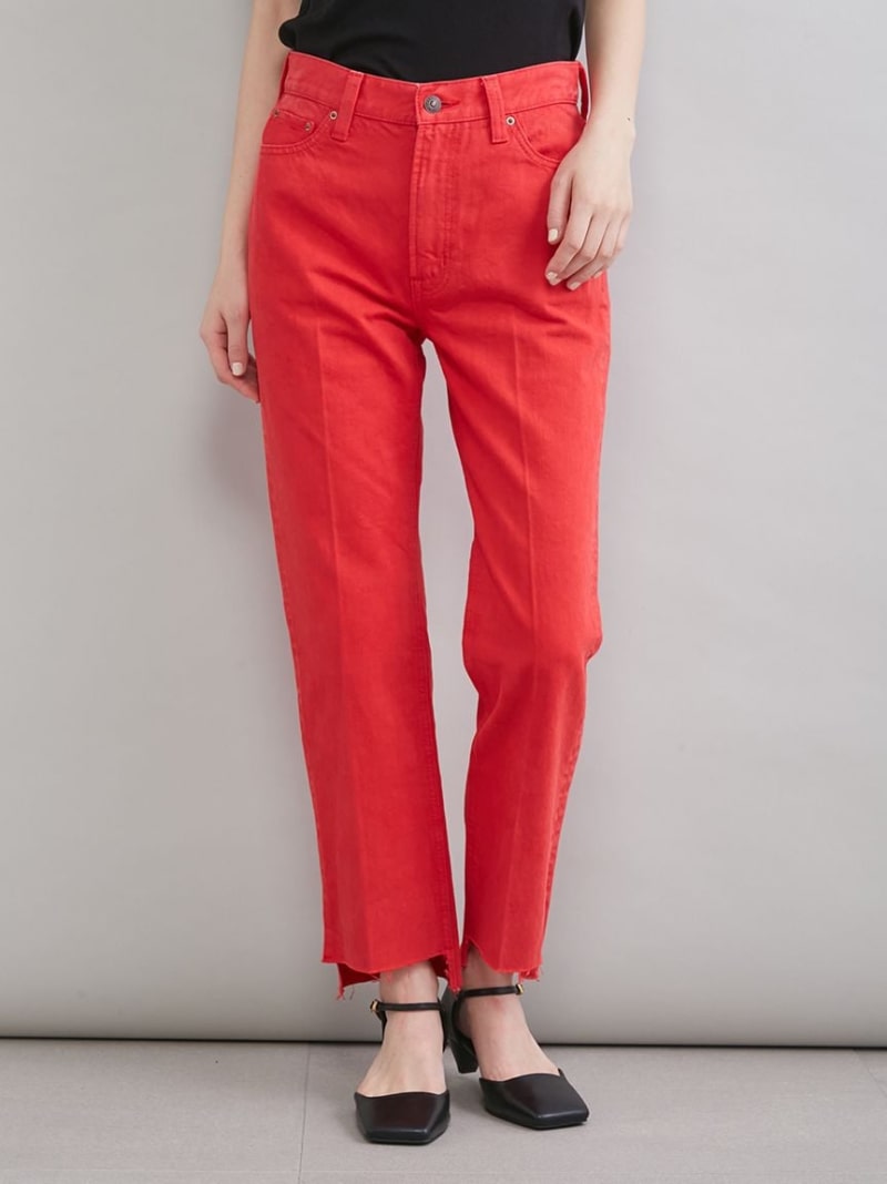 【MILA PANTS】裾段差テーパードデニムパンツ Mila Owen ミラオーウェン パンツ ジーンズ・デニムパンツ レッド【送料無料】[ Fashion]