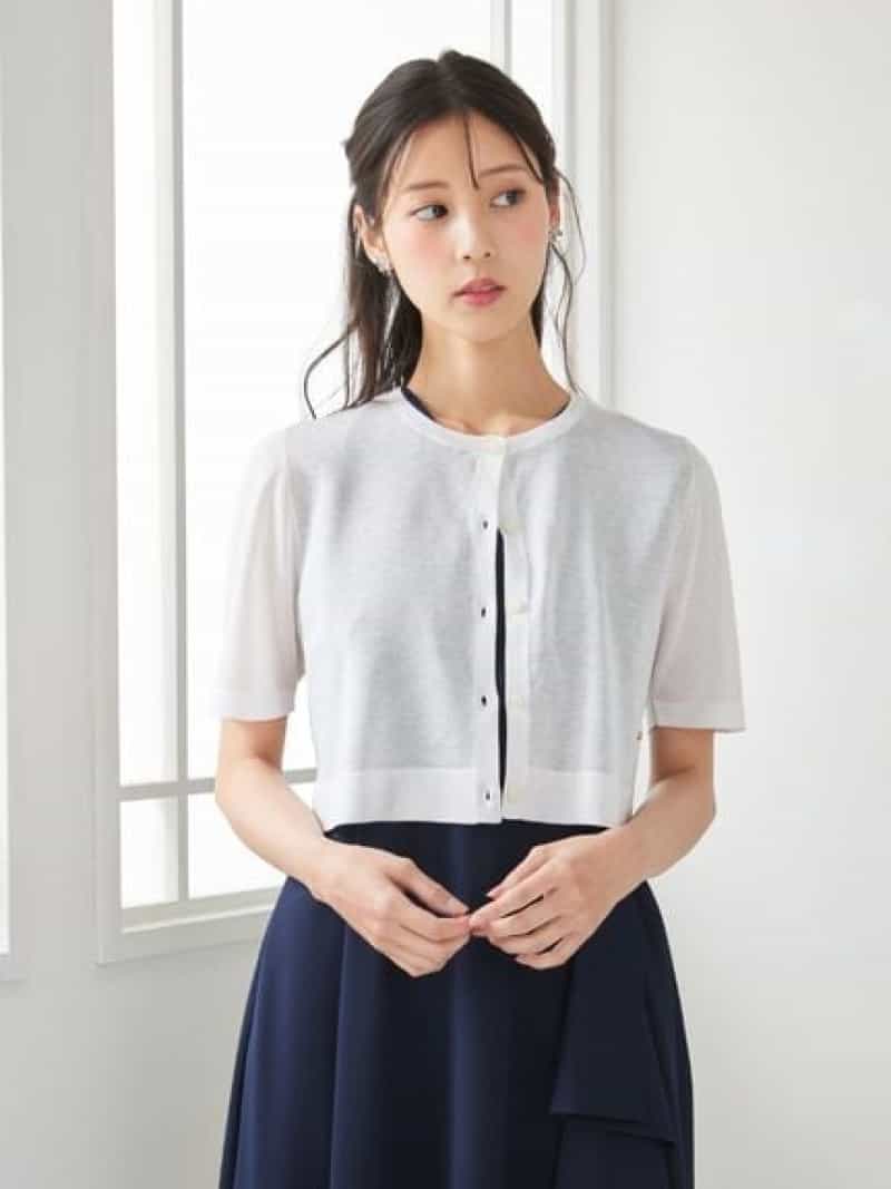 【SALE／30%OFF】【洗える】ハーフスリーブシアーニットカーディガン CELFORD セルフォード トップス カーディガン ホワイト ブラック【RBA_E】【送料無料】[ Fashion]｜USAGISTORE USAGIONLINE公式ストア