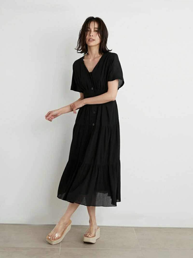 レディースファッション ワンピース ワンピース スナイデル Snidel フロントボタンワンピース ロングワンピース マキシワンピース Fashion ピンク 送料無料 Rakuten ブラック 訳あり