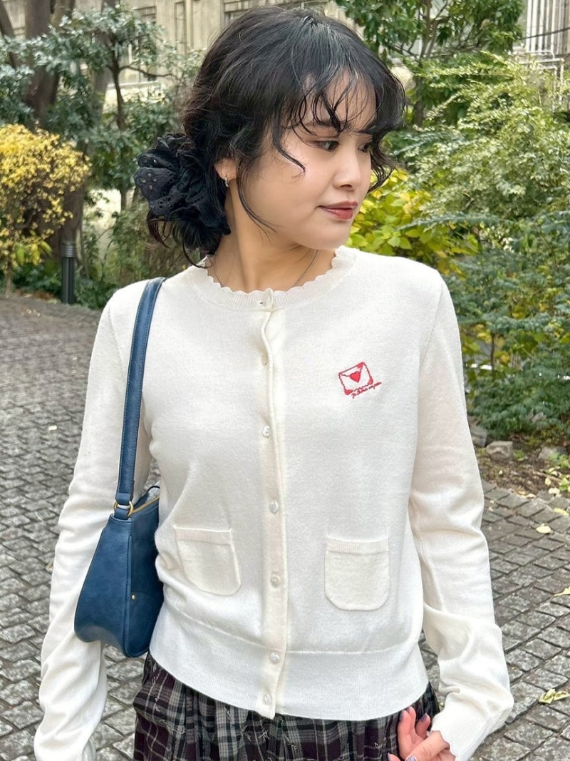 love letterコンパクトニットカーデ LILY BROWN リリー赤銅色 トップス ジレー 米国海軍 赤いこと 白いこと さくら色【貨物輸送無料】[ Fashion]