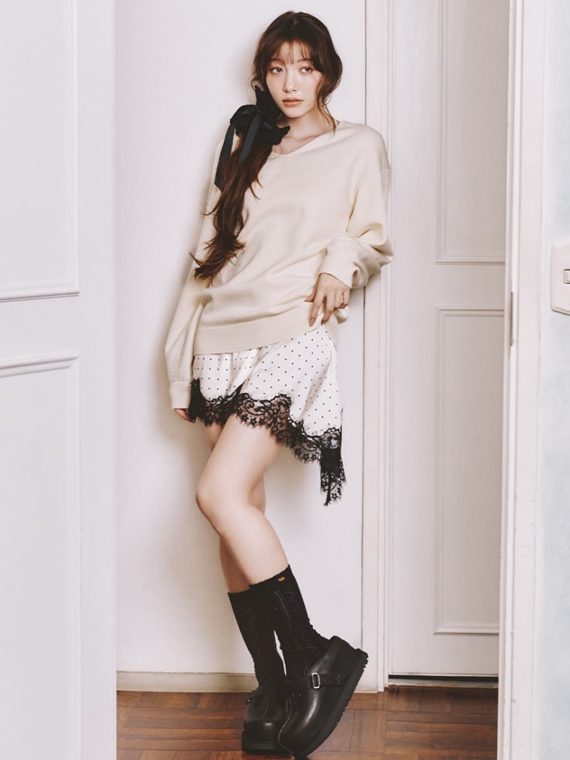 【WEB限定カラー】カシミヤブレンドニットセットサテンミニワンピース LILY BROWN リリーブラウン ワンピース・ドレス ワンピース ピンク ブラウン グレー【送料無料】[ Fashion]