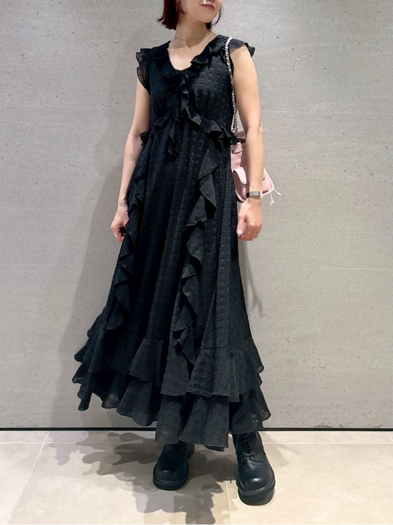 【オフィシャル・ MASHSTORE 限定】ラッフルフリルワンピース LILY BROWN リリーブラウン ワンピース・ドレス ワンピース ブラック ブラウン【送料無料】[ Fashion]｜USAGISTORE USAGIONLINE公式ストア