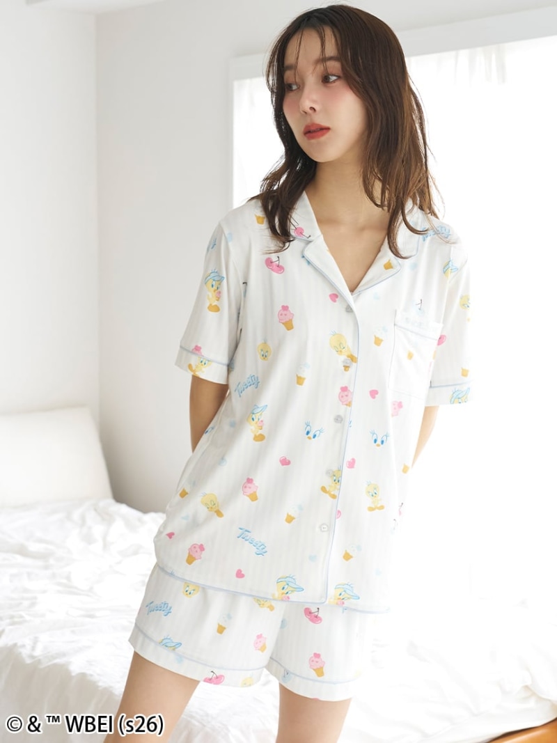 【WEB制限事項】【書き割り商いもの】【Tweety】開襟ティーシャツ\u0026カットショートパンツSET SNIDEL HOME スナイデルホーム 衣裳・御召しもの 余分の物の衣裳・御召しもの 黄色 サクラ色【貨物輸送無料】[ Fashion]