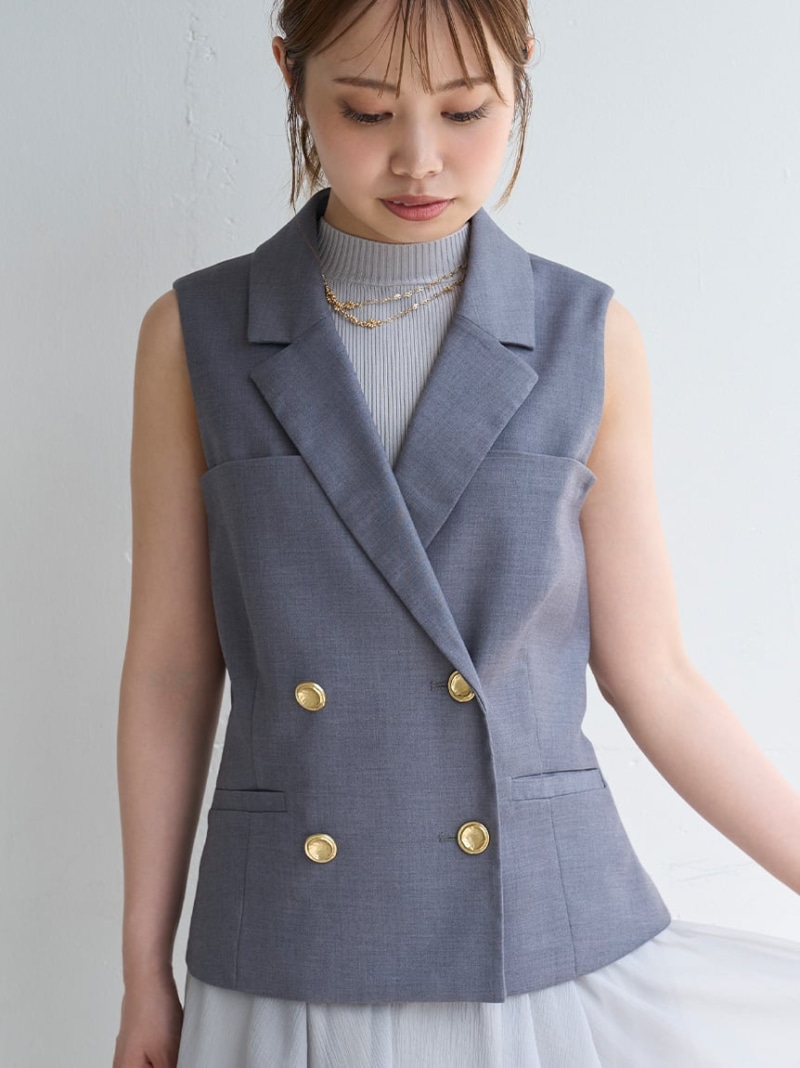 【SALE／50%OFF】フロントダブルジレ LILY BROWN リリーブラウン トップス ベスト・ジレ ブラック グレー ブラウン【RBA_E】【送料無料】[ Fashion]