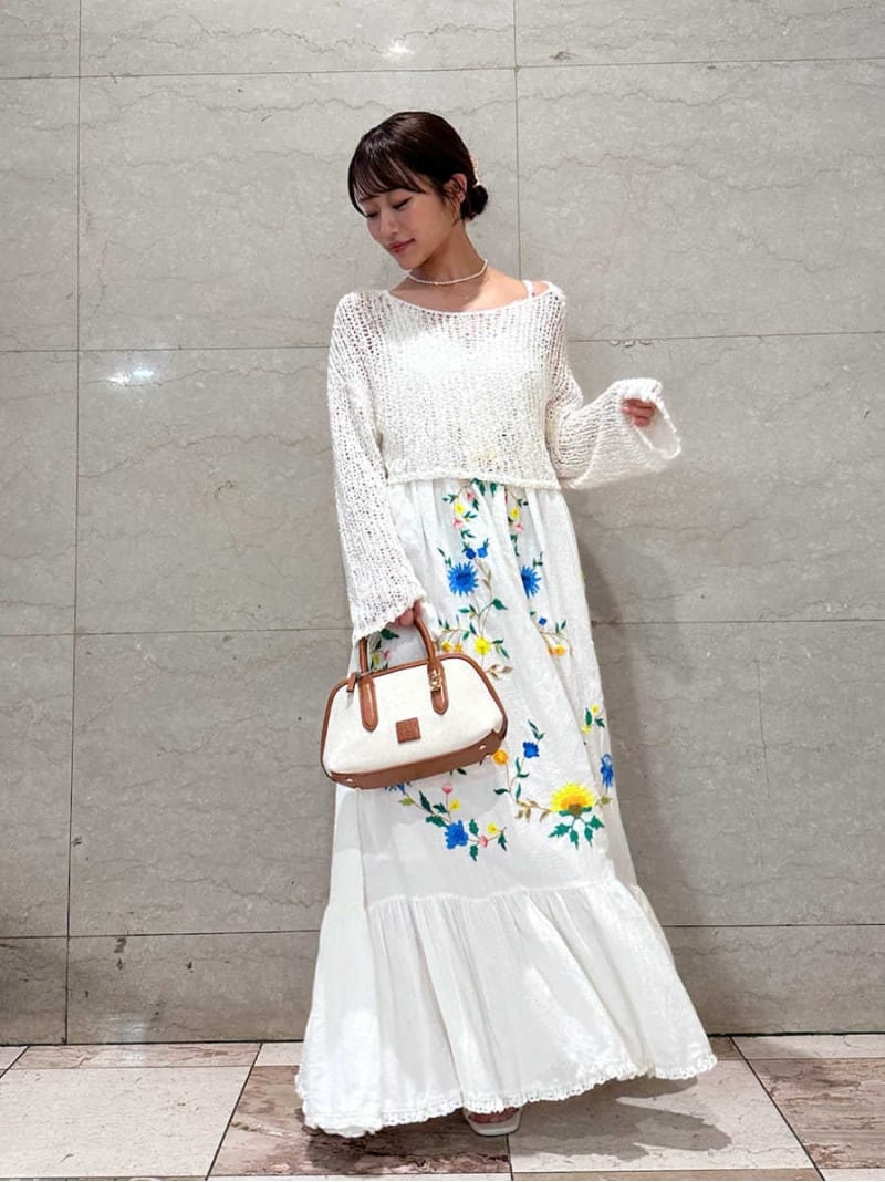 【SALE／50%OFF】フラワーエンブロイダリーマキシワンピース SNIDEL スナイデル ワンピース・ドレス ワンピース イエロー ブラック ホワイト【RBA_E】【送料無料】[ Fashion]