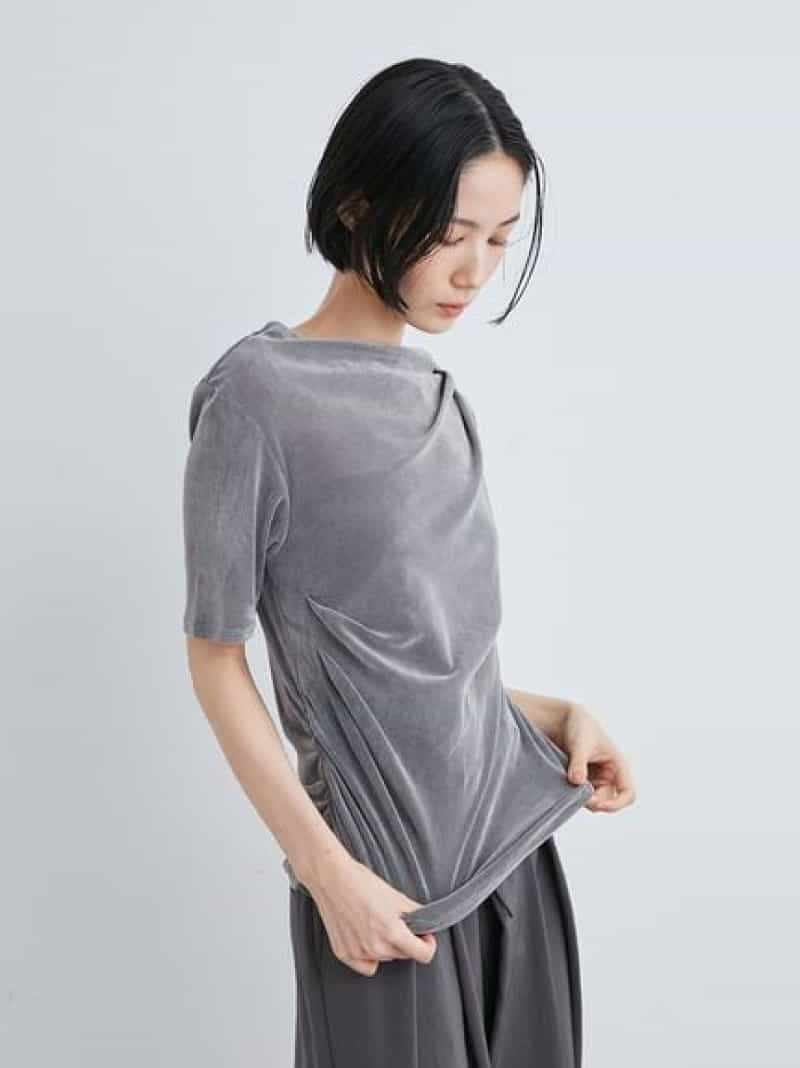ミースロエ MIESROHE フロッキーチュール半袖 グレー