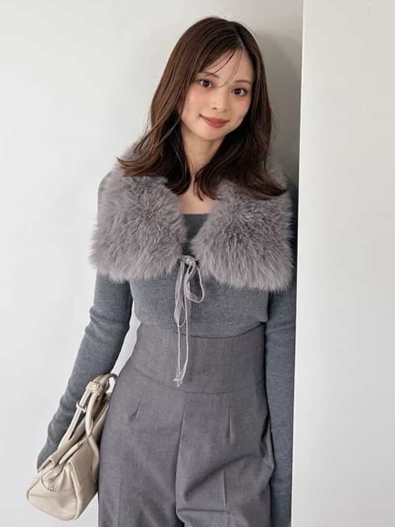 【SALE／50%OFF】ティペットファーニット SNIDEL スナイデル トップス ニット グリーン グレー【RBA_E】【送料無料】[ Fashion]