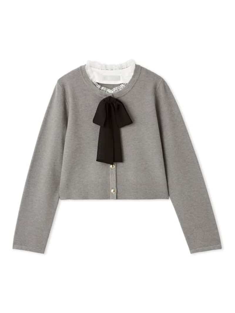デタッチャブルリボン&カラーカーディガン CELFORD セルフォード トップス ニット グレー【送料無料】[ Fashion]