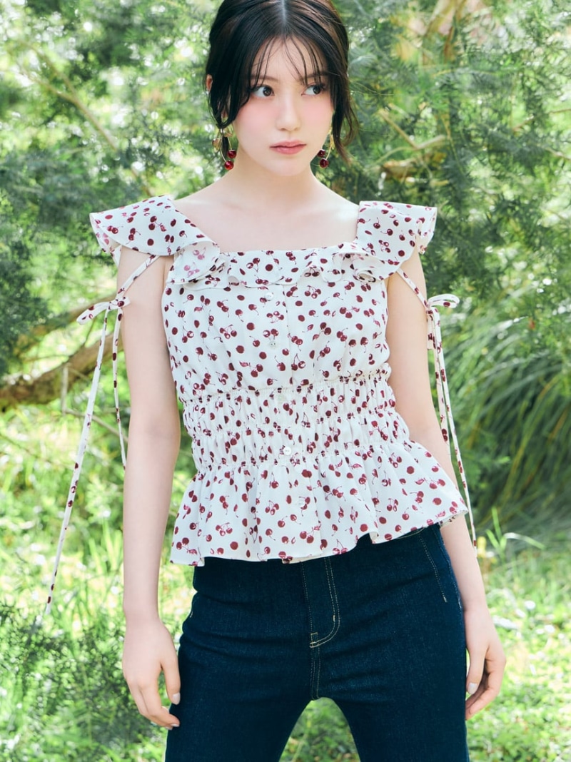 Sustainableフルーツプリントシャーリングブラウス SNIDEL スナイデル トップス シャツ・ブラウス ピンク【送料無料】[ Fashion]｜USAGISTORE USAGIONLINE公式ストア