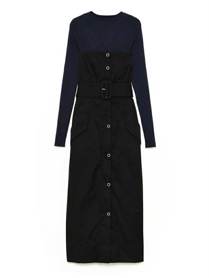 超話題新作 スタイリング Styling Fashion ニットドッキングベアワンピース Rakuten ワンピース ホワイト 送料無料 ブラック ワンピースその他 Bn5848 Www Gomez Cr